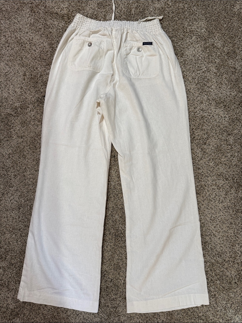 Women’s Wide Leg Drawstring Pants - Cream Large - Picture 3 of 5